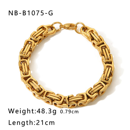 Hip-hop Geometric Stainless Steel Handmade Plating Chain 24k Gold Plated Men's Bracelets