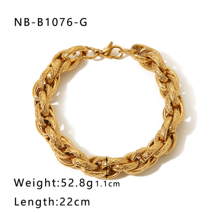 Hip-hop Geometric Stainless Steel Handmade Plating Chain 24k Gold Plated Men's Bracelets