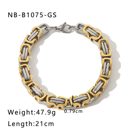 Hip-hop Geometric Stainless Steel Handmade Plating Chain 24k Gold Plated Men's Bracelets