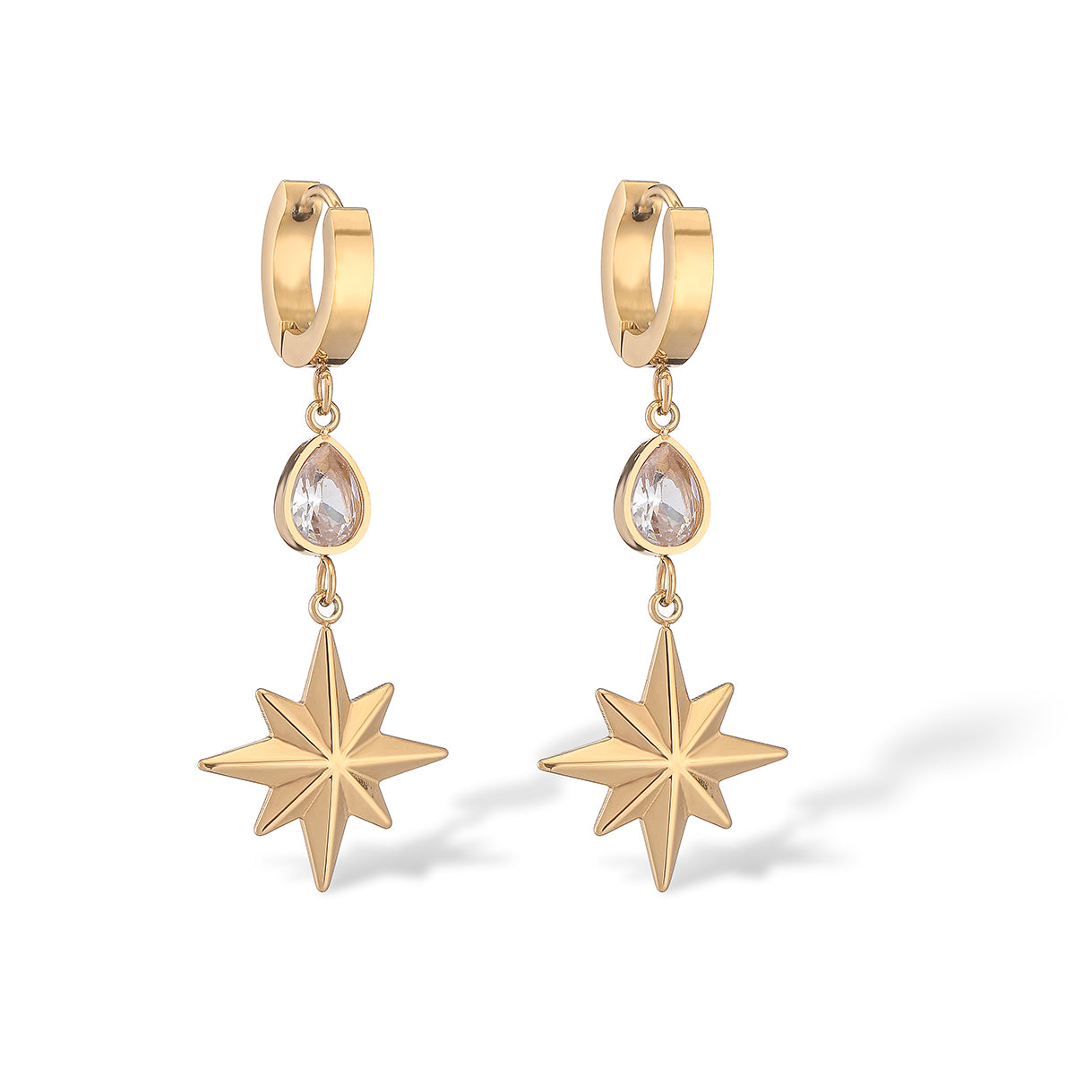 1 Pair Simple Style Commute Solid Color Plating Inlay Titanium Steel Zircon 18k Gold Plated Drop Earrings Earrings