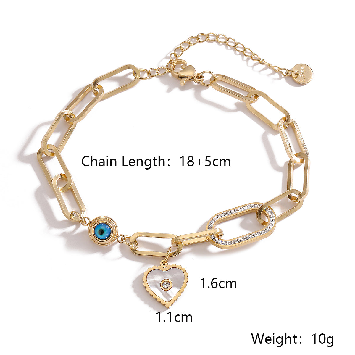 Simple Style Heart Shape Titanium Steel Plating Inlay Zircon 18k Gold Plated Bracelets