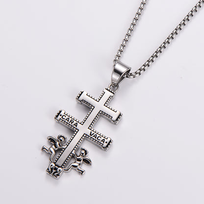 Ig Style Cool Style Cross Angel Stainless Steel Plating 18k Gold Plated Pendant Necklace