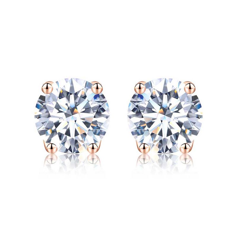 Simple Style Geometric Sterling Silver Gra Plating Inlay Moissanite Silver Plated Ear Studs