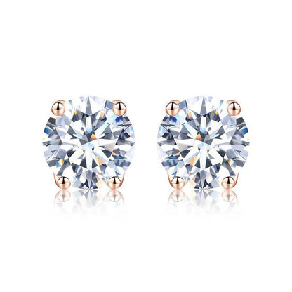 Simple Style Geometric Sterling Silver Gra Plating Inlay Moissanite Silver Plated Ear Studs