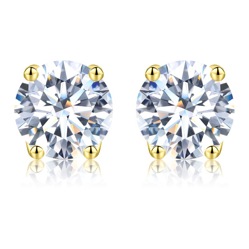 Simple Style Geometric Sterling Silver Gra Plating Inlay Moissanite Silver Plated Ear Studs