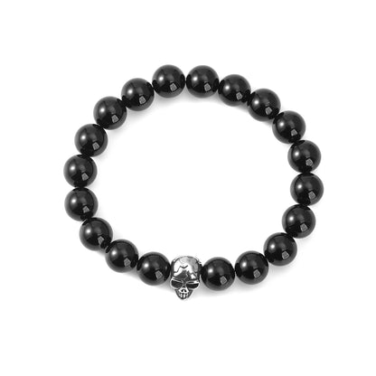 Casual Retro Skull Stainless Steel Agate Ore Beaded Unisex Bracelets