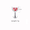 1 Piece Lip Rings Sexy Sweet Heart Shape Stainless Steel Plating Inlay Opal Lip Stud