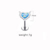 1 Piece Lip Rings Sexy Sweet Heart Shape Stainless Steel Plating Inlay Opal Lip Stud