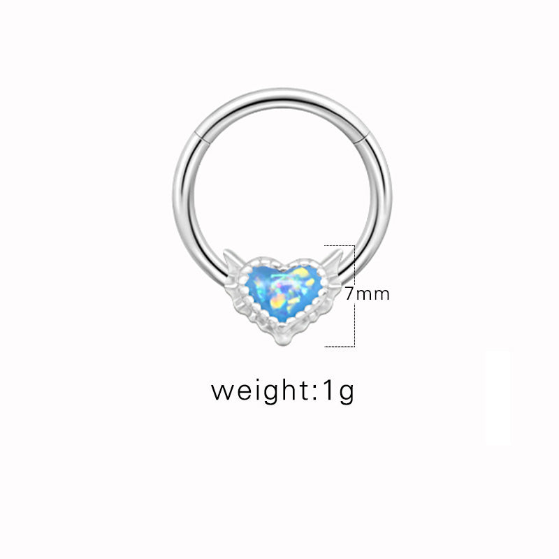 1 Piece Nose Rings & Studs Cute Sweet Heart Shape Stainless Steel Plating Inlay Opal Nose Ring