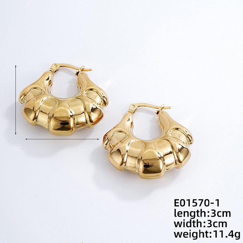 1 Pair Ig Style Simple Style Solid Color Plating Stainless Steel Gold Plated Earrings