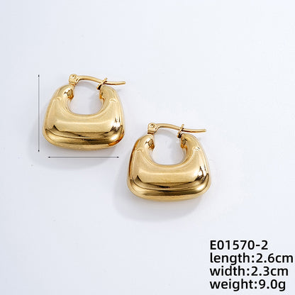 1 Pair Ig Style Simple Style Solid Color Plating Stainless Steel Gold Plated Earrings