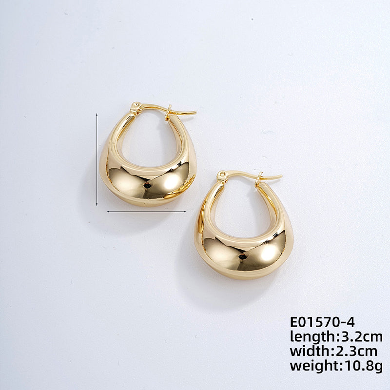 1 Pair Ig Style Simple Style Solid Color Plating Stainless Steel Gold Plated Earrings