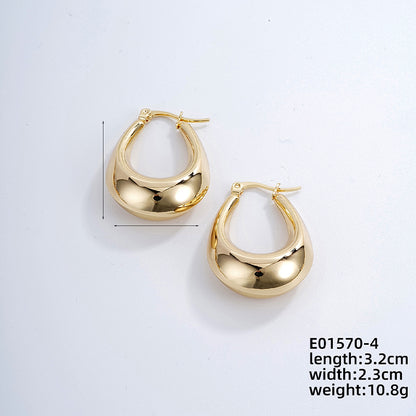 1 Pair Ig Style Simple Style Solid Color Plating Stainless Steel Gold Plated Earrings