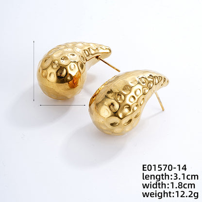 1 Pair Simple Style Water Droplets Plating Stainless Steel Gold Plated Ear Studs