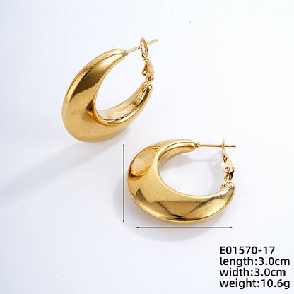 1 Pair Ig Style Simple Style Solid Color Plating Stainless Steel Gold Plated Earrings