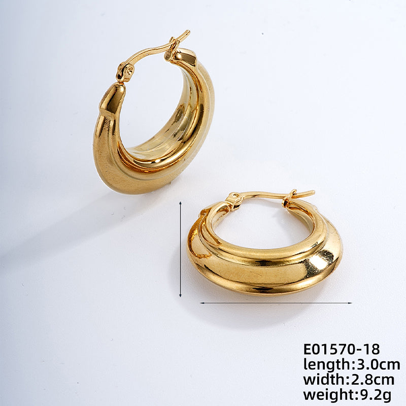 1 Pair Ig Style Simple Style Solid Color Plating Stainless Steel Gold Plated Earrings