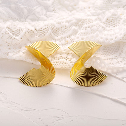 1 Pair Elegant Vintage Style Sector Scallop Alloy Drop Earrings