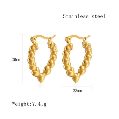 1 Pair Streetwear C Shape Heart Shape Plating Stainless Steel 18k Gold Plated Earrings