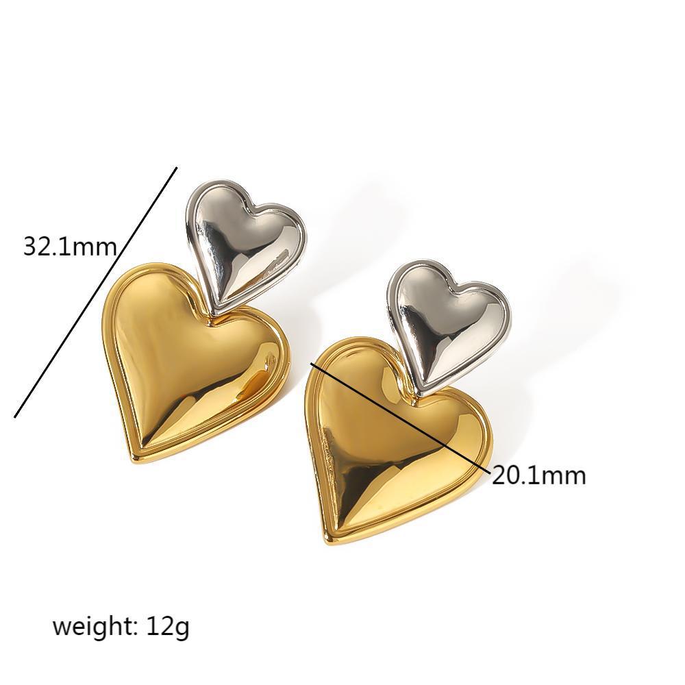 1 Pair Simple Style Heart Shape Plating Stainless Steel Drop Earrings Ear Studs