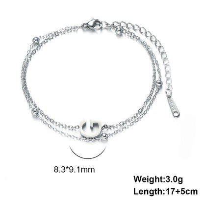 Simple Style Letter Stainless Steel Plating Bracelets