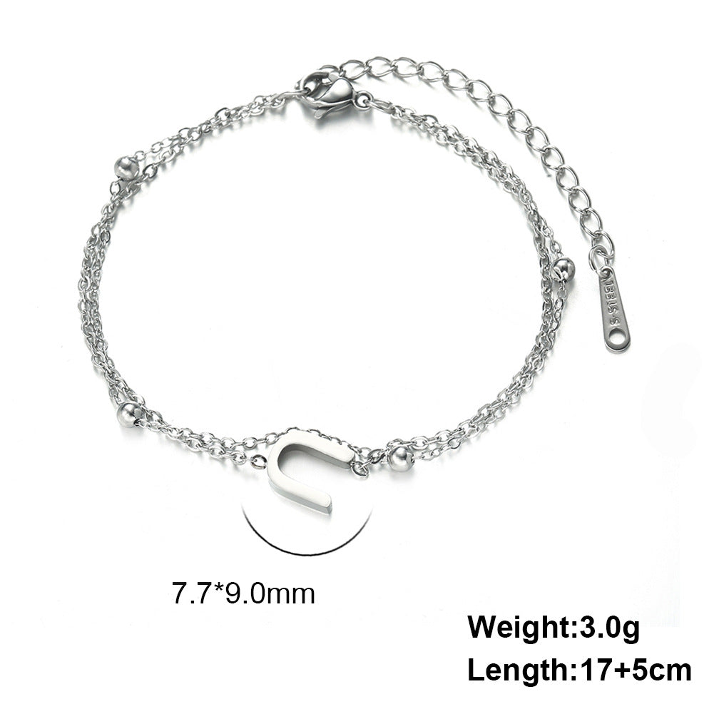 Simple Style Letter Stainless Steel Plating Bracelets