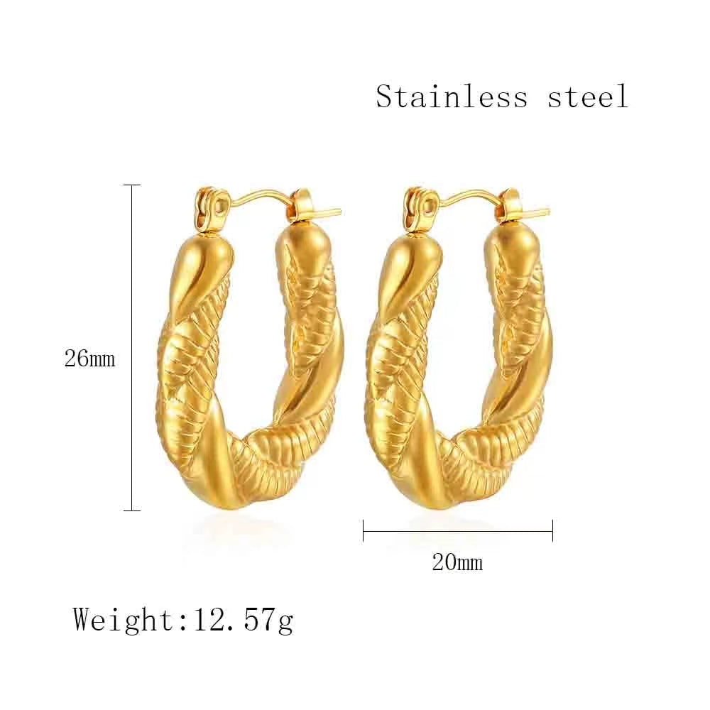 1 Pair Streetwear C Shape Heart Shape Plating Stainless Steel 18k Gold Plated Earrings