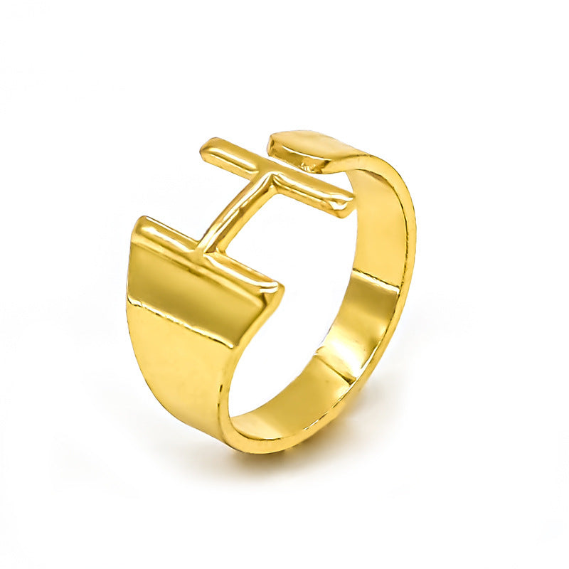 Vintage Style Geometric Letter Alloy Plating Unisex Open Rings