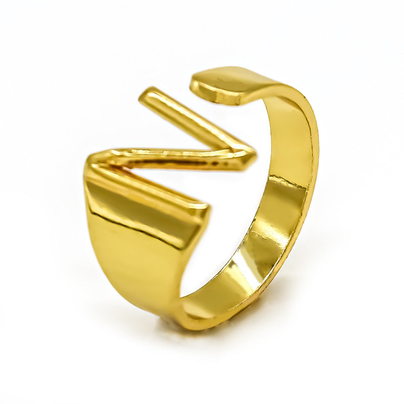 Vintage Style Geometric Letter Alloy Plating Unisex Open Rings