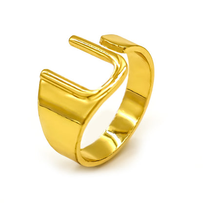 Vintage Style Geometric Letter Alloy Plating Unisex Open Rings