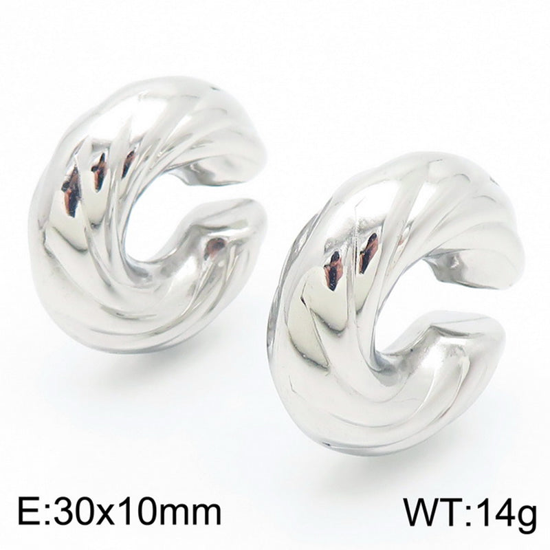 1 Pair Streetwear Solid Color Plating Stainless Steel Ear Cuffs