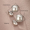 1 Pair Elegant Xuping Square Plating Inlay Stainless Steel Artificial Pearls 14k Gold Plated Ear Studs