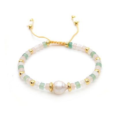 Fashion Geometric Turquoise Freshwater Pearl Knitting Bracelets