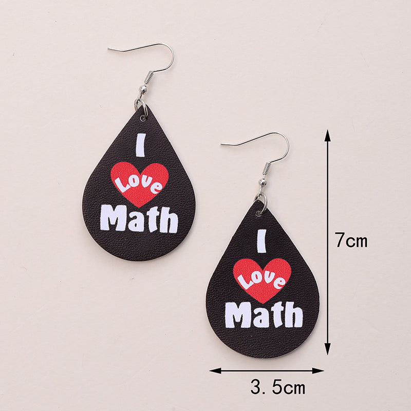 1 Pair Simple Style Number Heart Shape Apple Pu Leather Drop Earrings