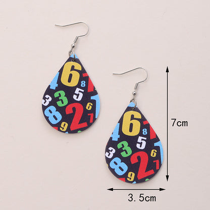 1 Pair Simple Style Number Heart Shape Apple Pu Leather Drop Earrings