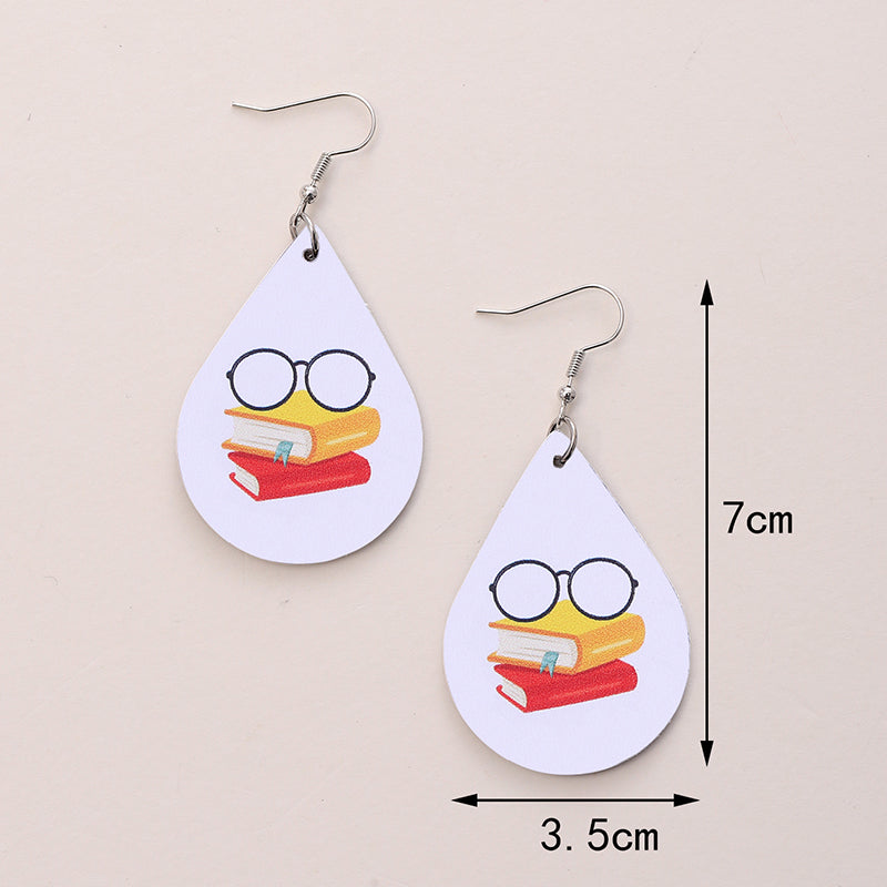 1 Pair Simple Style Number Heart Shape Apple Pu Leather Drop Earrings