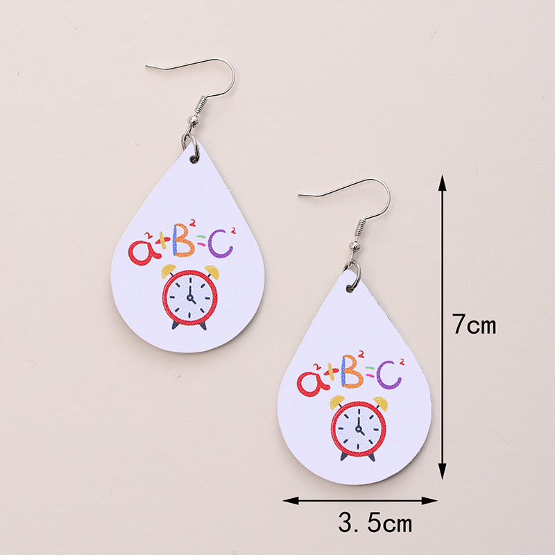 1 Pair Simple Style Number Heart Shape Apple Pu Leather Drop Earrings