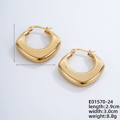 1 Pair Ig Style Simple Style Solid Color Plating Stainless Steel Gold Plated Earrings