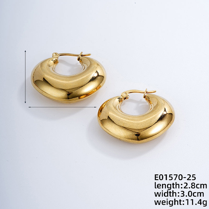 1 Pair Ig Style Simple Style Solid Color Plating Stainless Steel Gold Plated Earrings