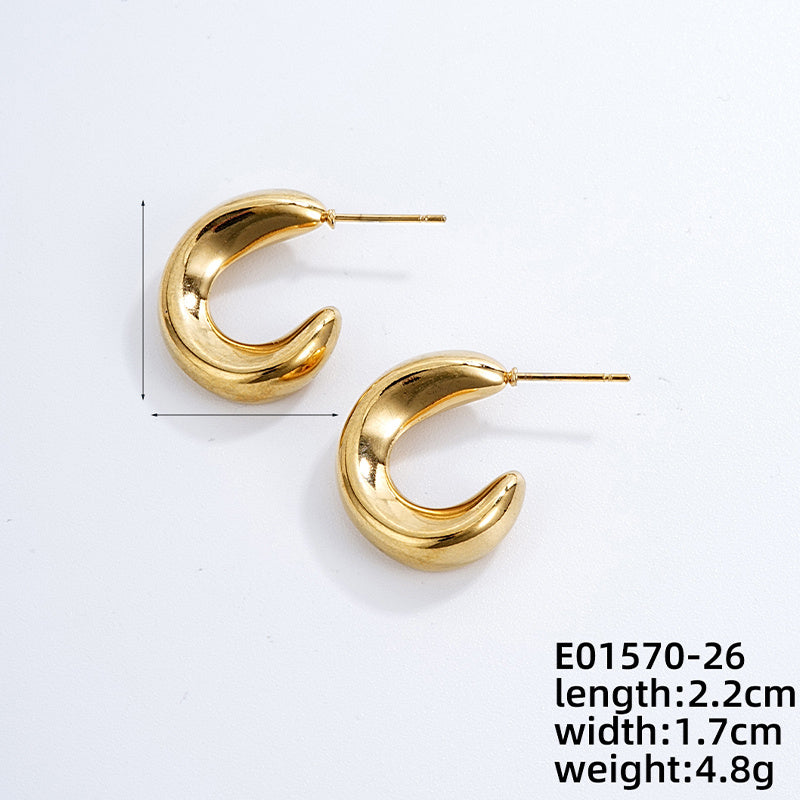 1 Piece Ig Style Simple Style Solid Color Plating Stainless Steel Gold Plated Ear Studs