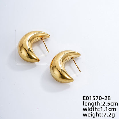 1 Piece Ig Style Simple Style Solid Color Plating Stainless Steel Gold Plated Ear Studs