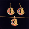 Retro Classic Style Human Moon Stainless Steel Copper Plating Inlay Zircon 18k Gold Plated Jewelry Set