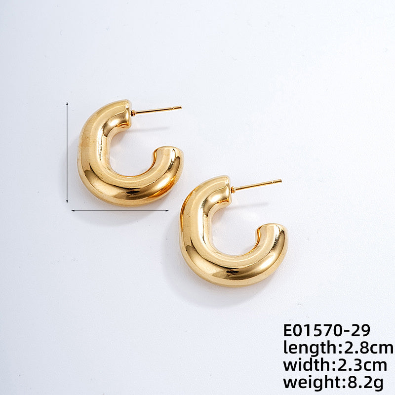 1 Piece Ig Style Simple Style Solid Color Plating Stainless Steel Gold Plated Earrings Ear Studs