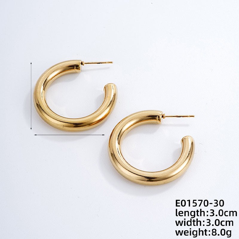 1 Piece Ig Style Simple Style Solid Color Plating Stainless Steel Gold Plated Earrings Ear Studs