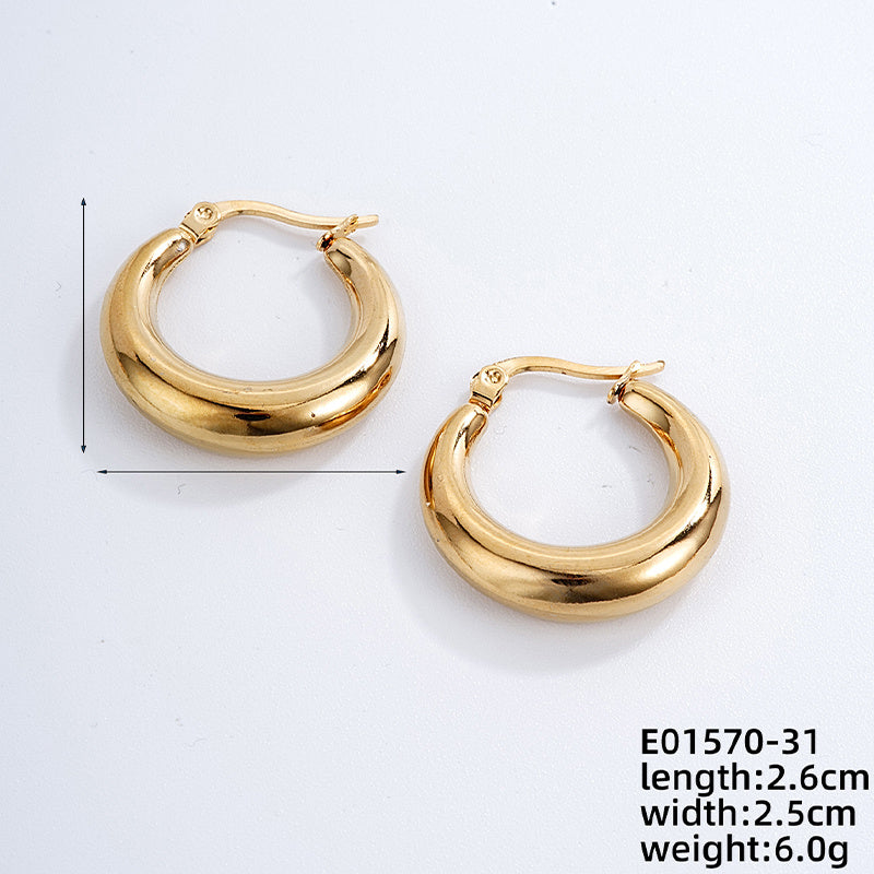 1 Piece Ig Style Simple Style Solid Color Plating Stainless Steel Gold Plated Earrings Ear Studs