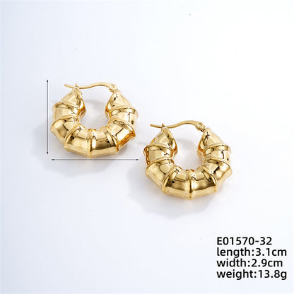 1 Piece Ig Style Simple Style Solid Color Plating Stainless Steel Gold Plated Earrings