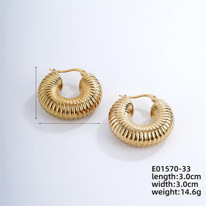 1 Piece Ig Style Simple Style Solid Color Plating Stainless Steel Gold Plated Earrings