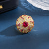 Classic Style Round Copper Plating Inlay Zircon 18k Gold Plated Rings