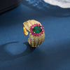 Classic Style Round Copper Plating Inlay Zircon 18k Gold Plated Rings