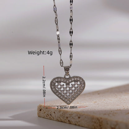 Ig Style Simple Style Devil's Eye Heart Shape Copper Plating Hollow Out Inlay Zircon 18k Gold Plated Pendant Necklace