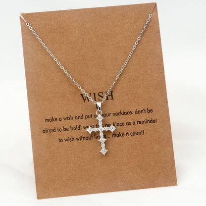 Simple Style Cross Stainless Steel Plating Inlay Zircon 18k Gold Plated Silver Plated Pendant Necklace